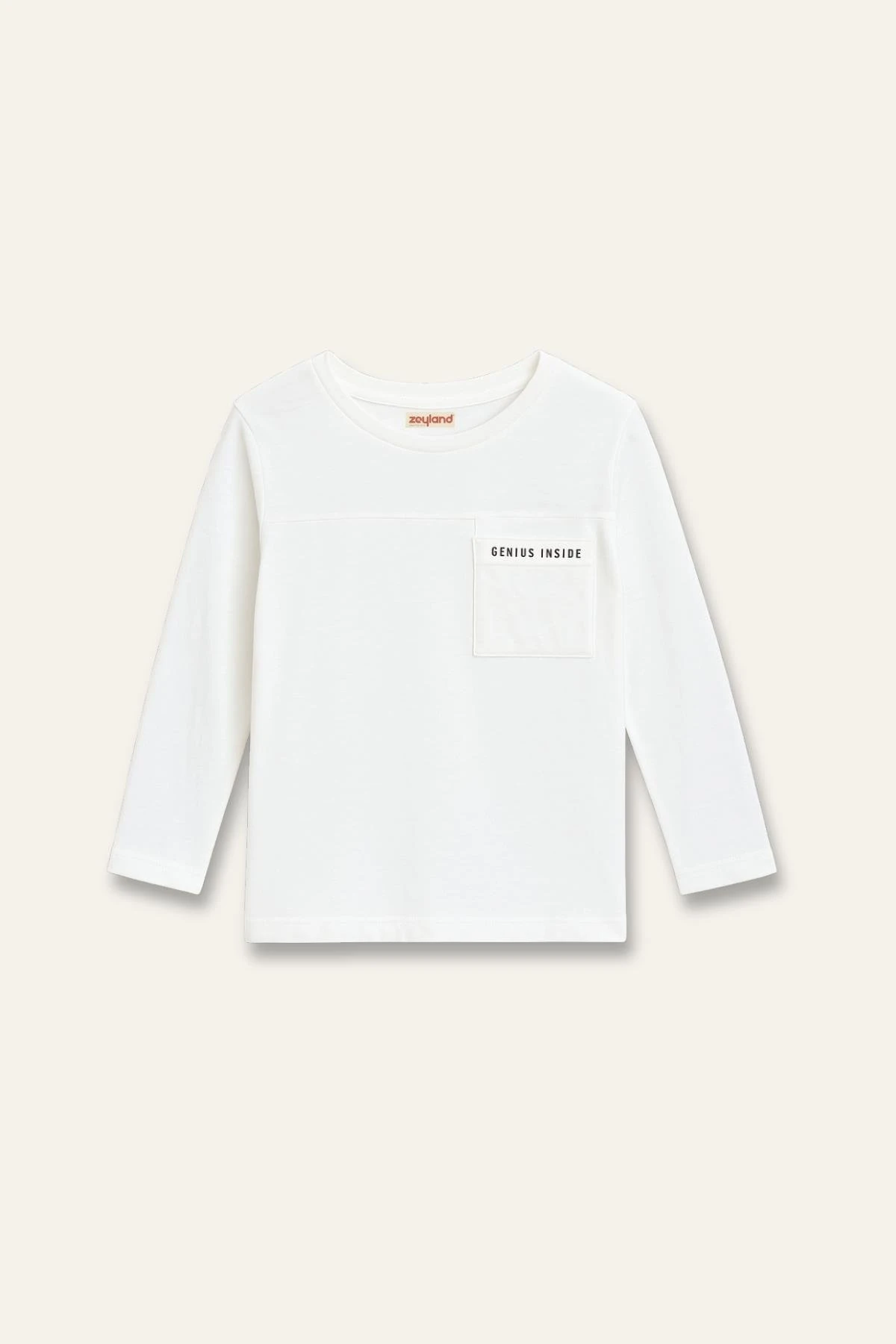 Erkek Çocuk Baskılı Uzun Kol T-shirt -Ekru