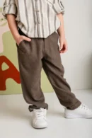 Erkek Çocuk İnce Kaşe Klasik Pantalon - Kahverengi