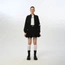 Fermuarlı Siyah Ceket Etek Takım