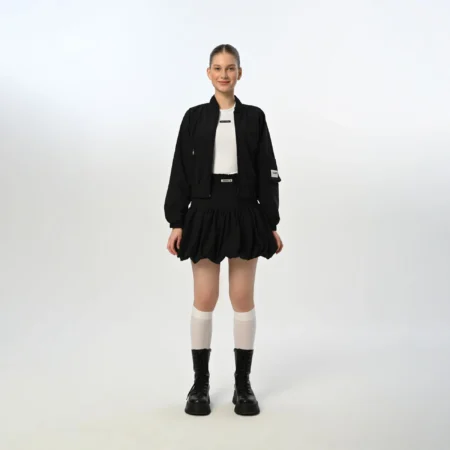 Fermuarlı Siyah Ceket Etek Takım