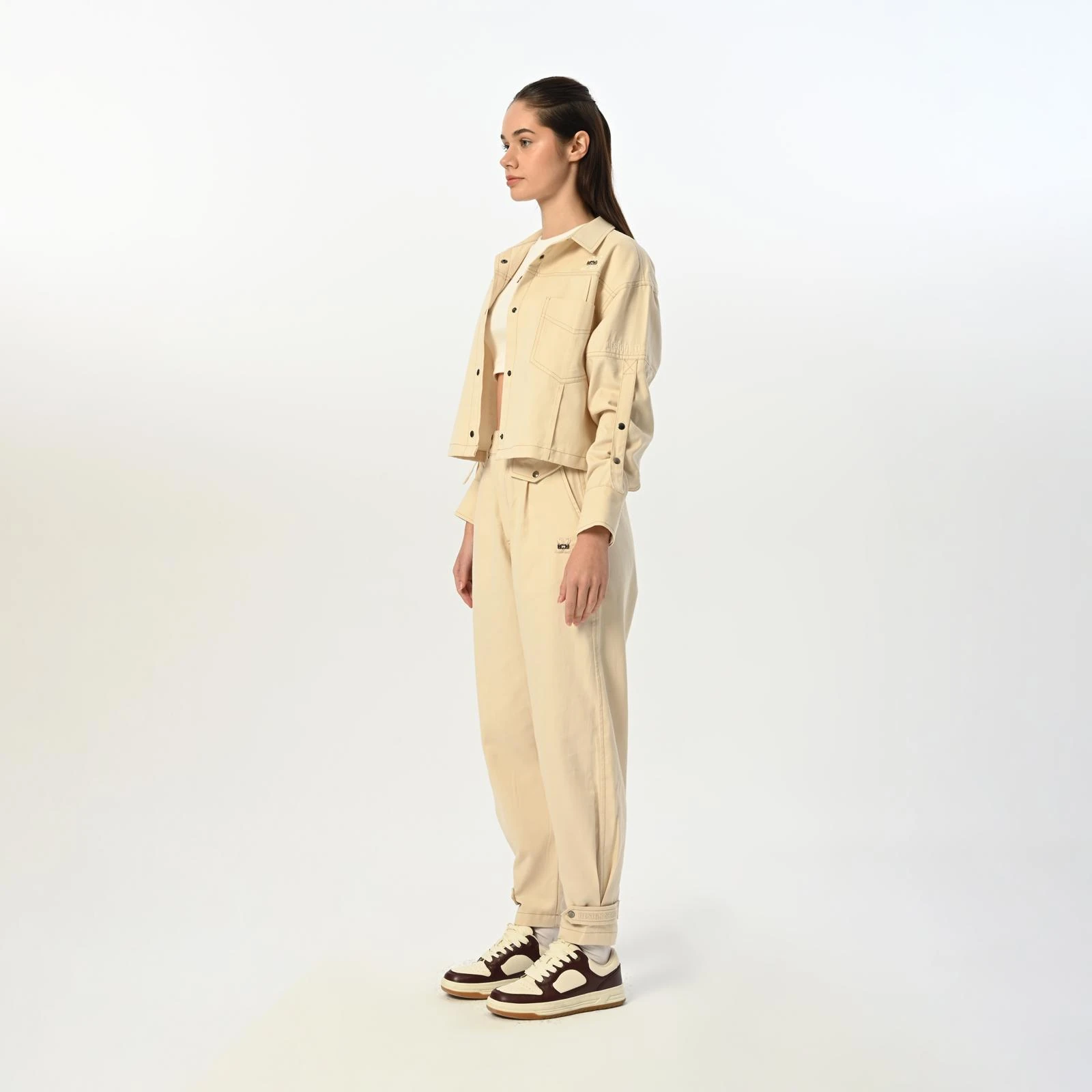 Gabardin Krem Ceket Pantolon Takım