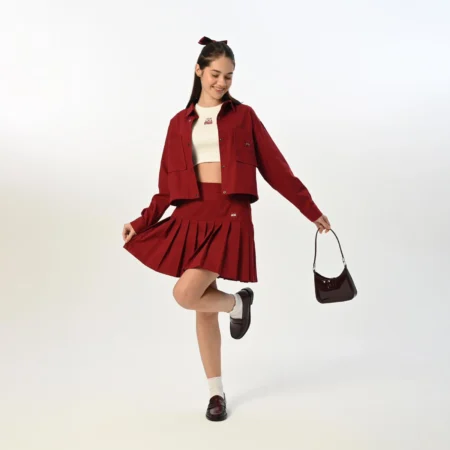 Gabardin Vişne Ceket Etek Takım