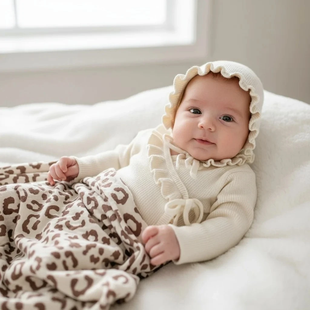 KIZ BEBEK 0-3 AY KRUVAZE FIRFIRLI 3LÜ SET - Lucky Baby Kids Butik
