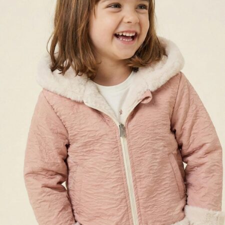 Kız Bebek/Çocuk Çift Taraflı Mont - Pembe