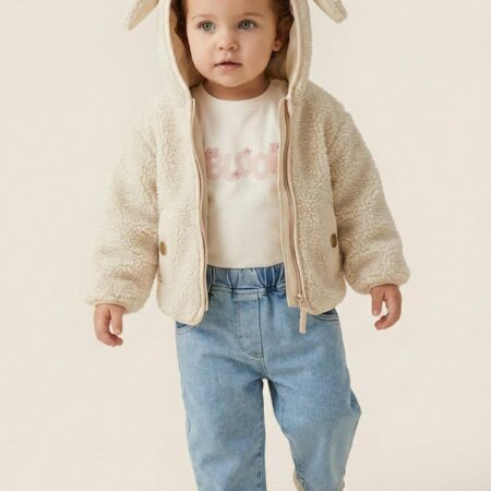 Kız Bebek Peluş Montlu 3'lü Takım