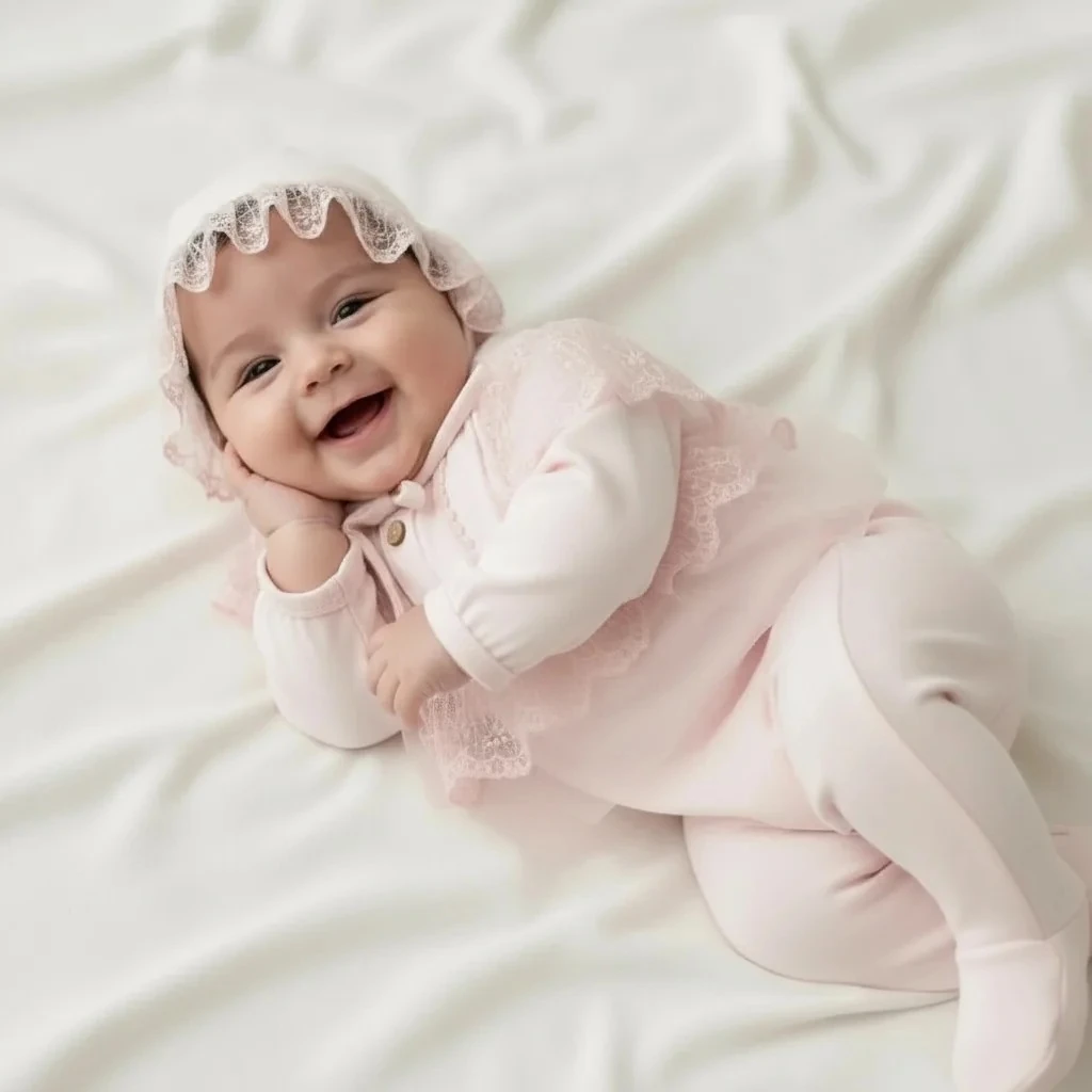 Kız Bebek Şapkalı Dantelli Tulum - Lucky Baby Kids Butik