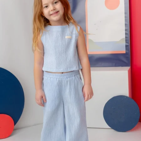 Kız Çocuk Çizgili Bluz Pantolon Takımı