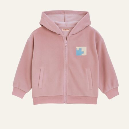 Kız Çocuk Kapşonlu Fermuarlı Polar İkili Takım - Pembe