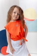 Kız Çocuk Nakış Detaylı Crop T-Shirt