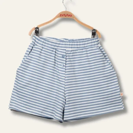 Kız Çocuk Penye Çizgili Kısa Şort