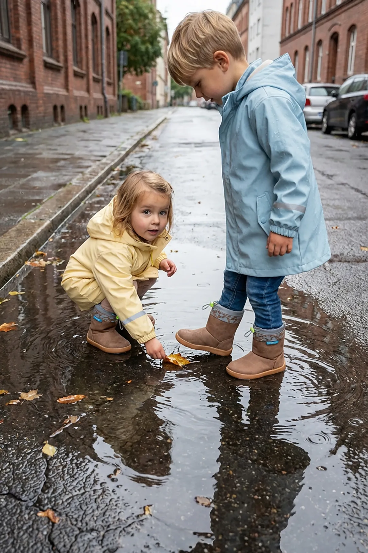 Rain Boots Süper Mat Kahverengi Meşe Suya ve Soğuğa Dayanıklı Barefoot Çocuk Botu - Görsel 7