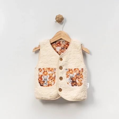 Unisex Ayıcık Detaylı Peluş Yelek - Lucky Baby Kids Butik