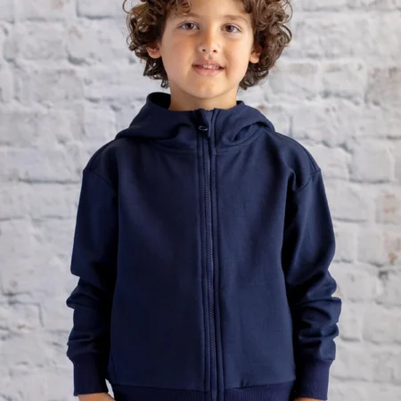 Unisex Çocuk Basic Kapüşonlu Ceket-Lacivert