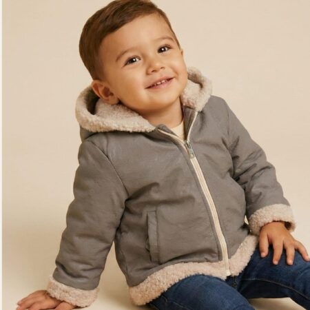 Unisex Çocuk Çift Taraflı Mont - Antrasit