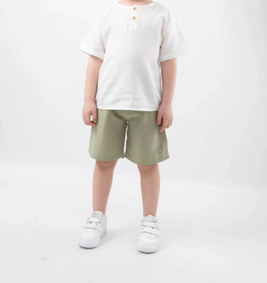 Yeşil Şortlu Müslin Takım - Lucky Baby Kids Butik